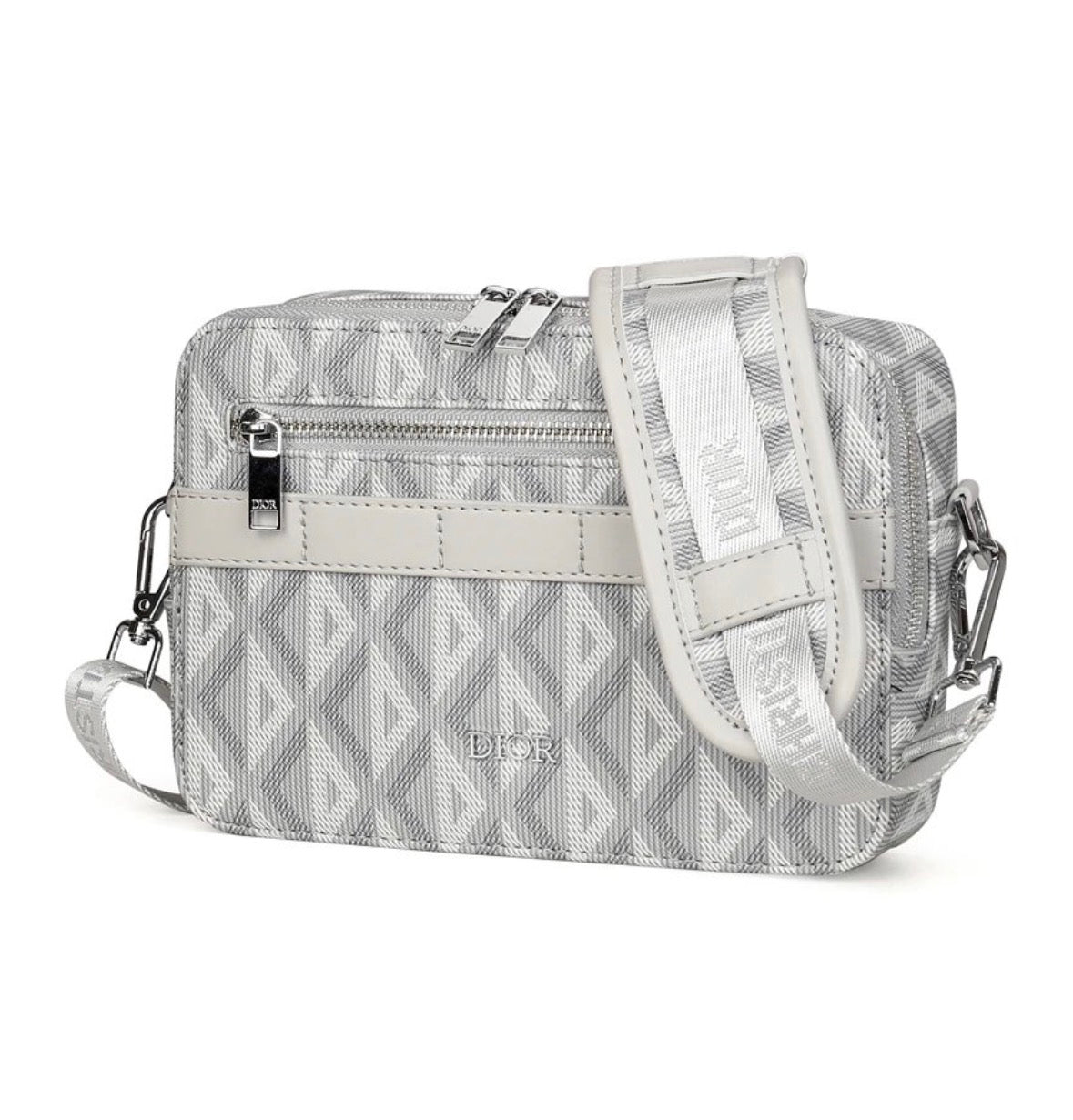 Dior Rider Zipped Messenger Bag Grey White