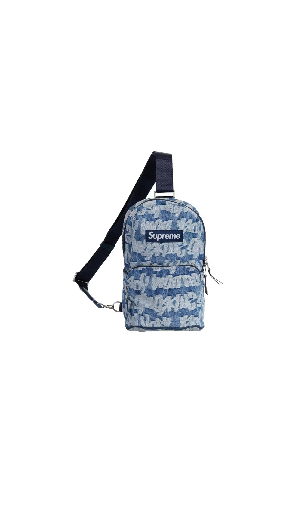 Supreme Fat Tip Jacquard Denim Sling Bag Blue