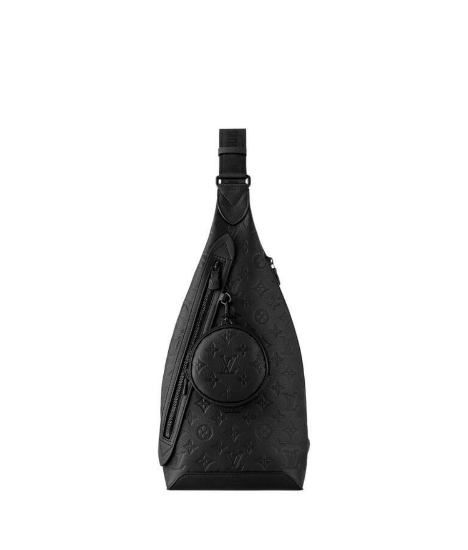 Louis Vuitton Duo Sling Bag Black Monogram Shadow Calfskin Leather