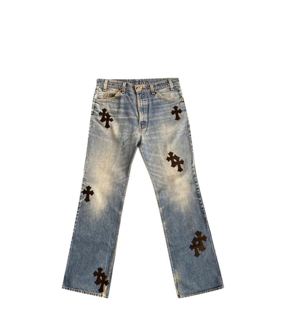 Chrome Hearts x Levi’s Cross Patch Denin Pants Blue
