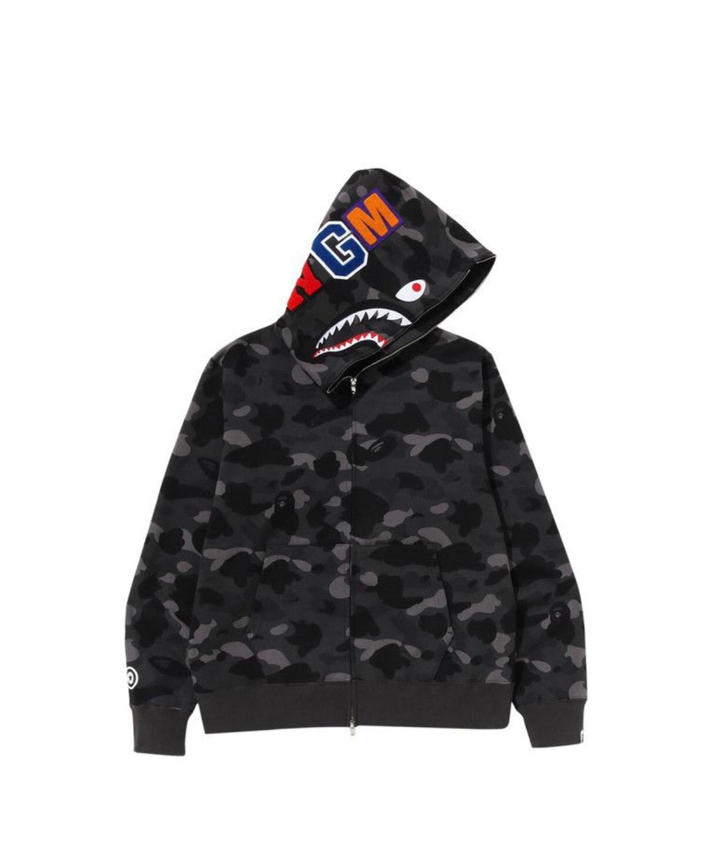 Bape Color Camo Shark Full Zip Hoodie Black