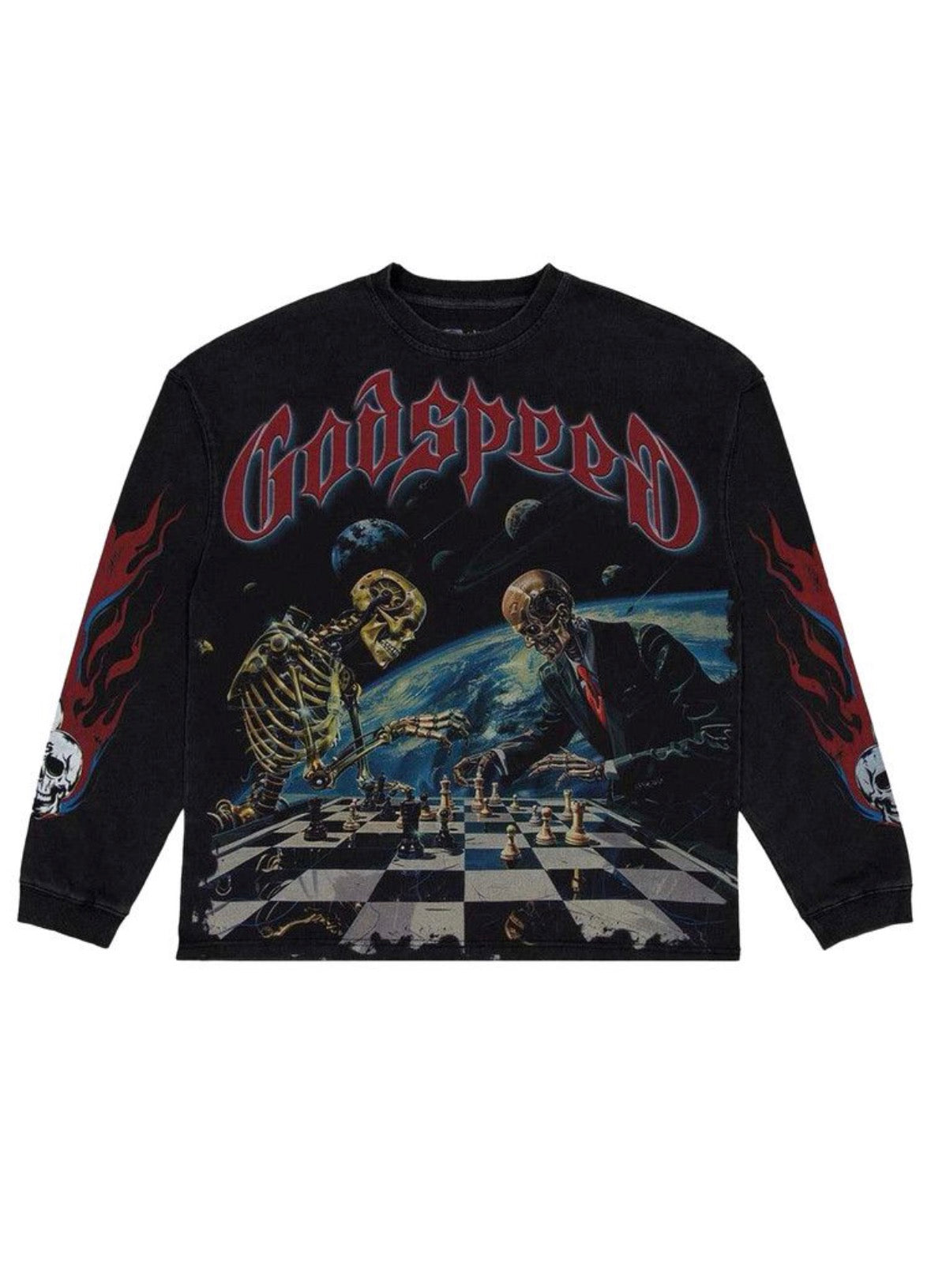 Godspeed Checkmate Long Sleeve T-Shirt Black Wash
