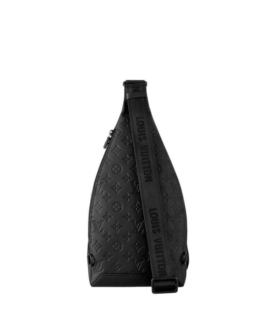 Louis Vuitton Duo Sling Bag Black Monogram Shadow Calfskin Leather