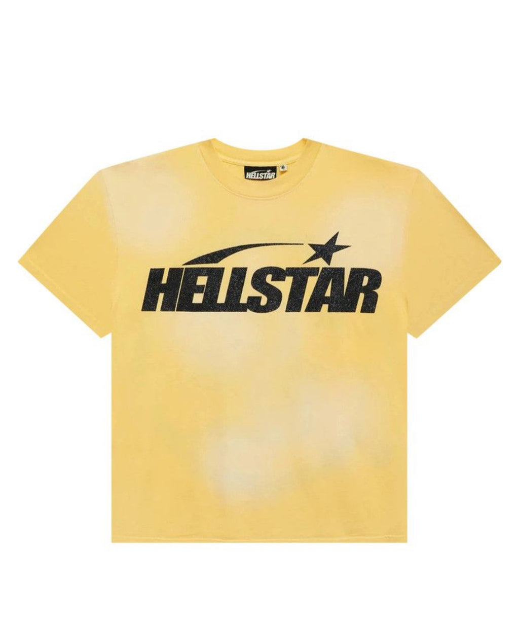 Hellstar Classic Black Glitter T-Shirt Yellow